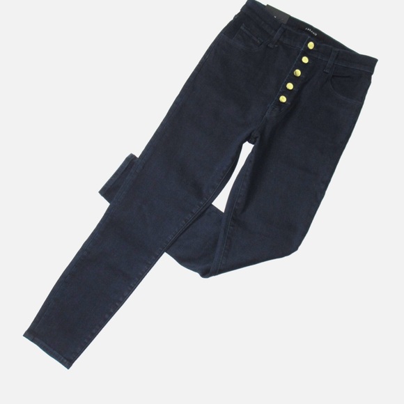 NEW J Brand Lillie High Rise Crop Dark Blue Skinny Stretch Button Fly Jeans 32 - Picture 6 of 16
